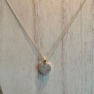 14kt gold minimalist Gold Necklace with heart Pavé Reversible pendant